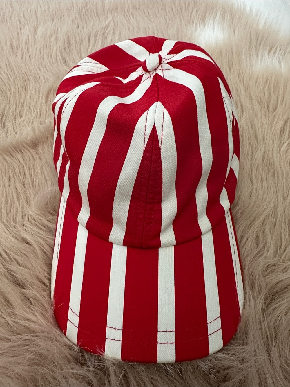 Sandro Red and White Striped Baseball Cap